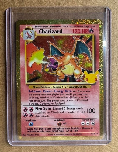 Pokemon TCG Charizard 4/102 Base Set Holo Rare 120 HP English 30th Anniv - Picture 1 of 2