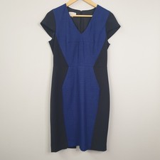 Hobbs Dress Womens UK 12 Blue Black Smart Office Occasion Workwear Shift