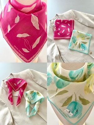 2er-Set Pierre Balmain Vintage Cotton Handkerchief Tuch Japan Floral Pink Bundle