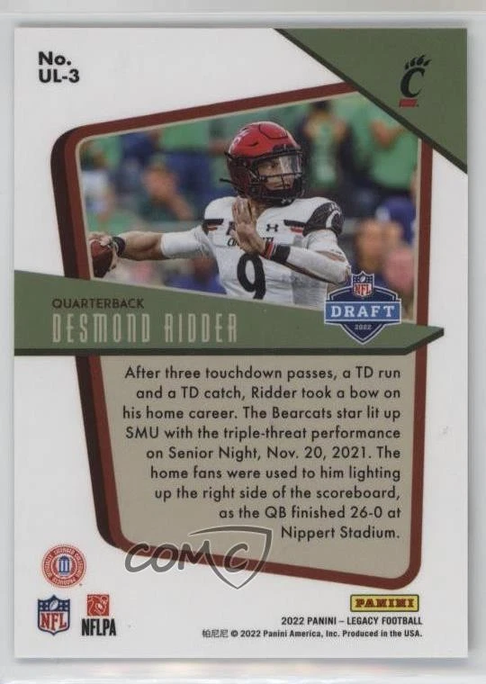 2022 Panini Legacy Under the Lights Desmond Ridder #UL-3 Rookie RC - Image 2 of 2