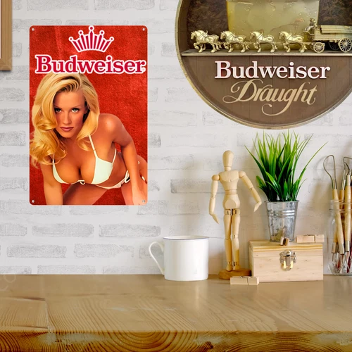 Vintage Stl Budweiser Beer Metal Sign Metal Art Bar Man Cave Wall Decor Beer