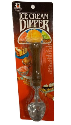 Vintage Homecraft Ice Cream Scooper Dipper w/Hardwood Handle Retro Farmhouse NOS