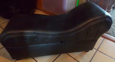 Black Leather Child's Fainting Sofa with Storage / Salesman Sample   (RP)