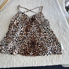 Active USA Blouse Women’s Sleeveless Cheetah Print Medium New