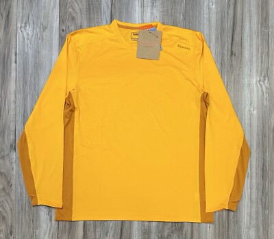 Simms SolarFlex CrewNeck Fishing Shirt Sunrise Sun Glow UPF