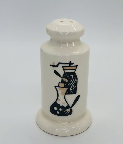 Vintage MCM Salt&Pepper Shaker White Ceramic Martini Glass/Cruet Retro Design - Picture 2 of 12