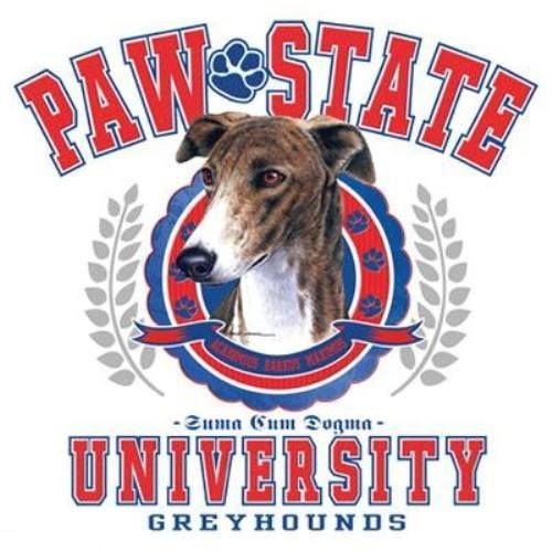 Windhund Hund Pfote State University kurz-/Langarm weißes T-Shirt M-3X - Bild 2 von 3