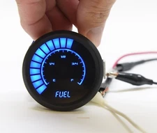 2 1/16" Universal Analog Fuel Gauge Blue LEDs Black Bezel 52mm Made In The USA