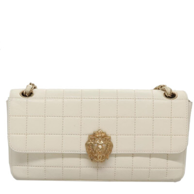 【訳あり】CHANEL CHANEL Chain East West Shoulder Bag Leather White CC Auth