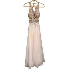 Aspeed USA Gown XS Wedding Bride Crystals Beaded Open Back Lace Sleeveless White