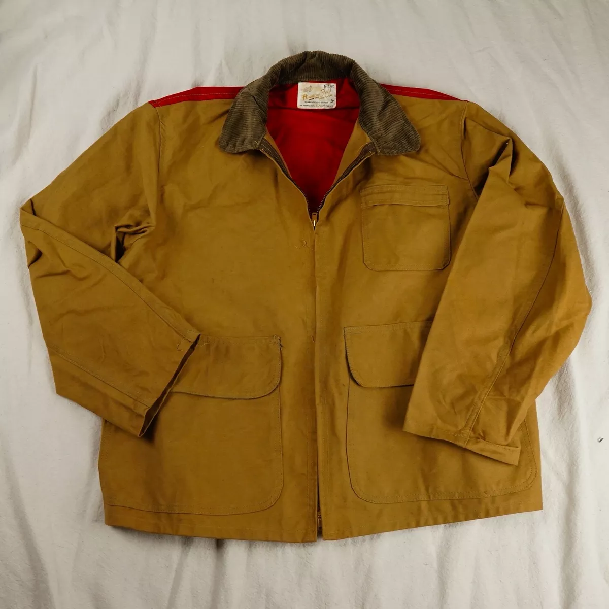 Vintage AMERICAN FIELD SPORTSWEAR HUNTING JACKET S HETTRICK MFG 60s/70s RED BACK