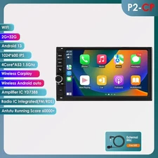 Double 2 Din Android 13 Carplay 2+32GB Car Stereo Radio Head Unit Multimedia GPS