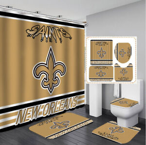 New Orleans Saints 3PCS Non-Slip Bathroom Bath Mat Toilet Cover Contour Rug Mat