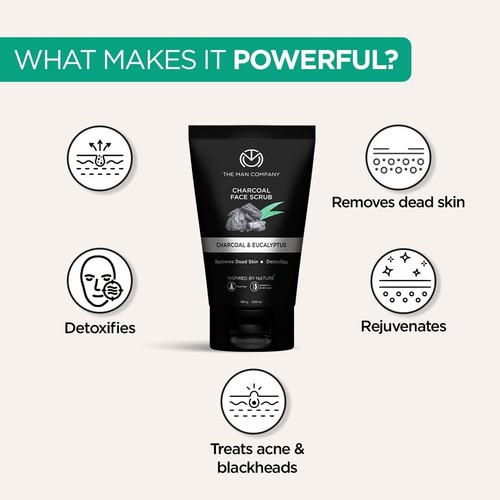 The Man Company Charcoal Face Scrub With Lemongrass & Eucalyptus (100g), - Picture 8 of 10
