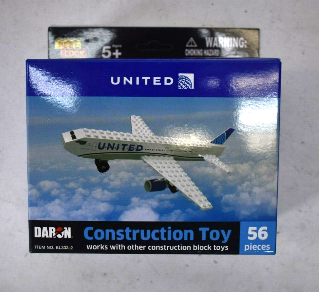 Daron Construction Toy Airplane 56 Piece United Airlines