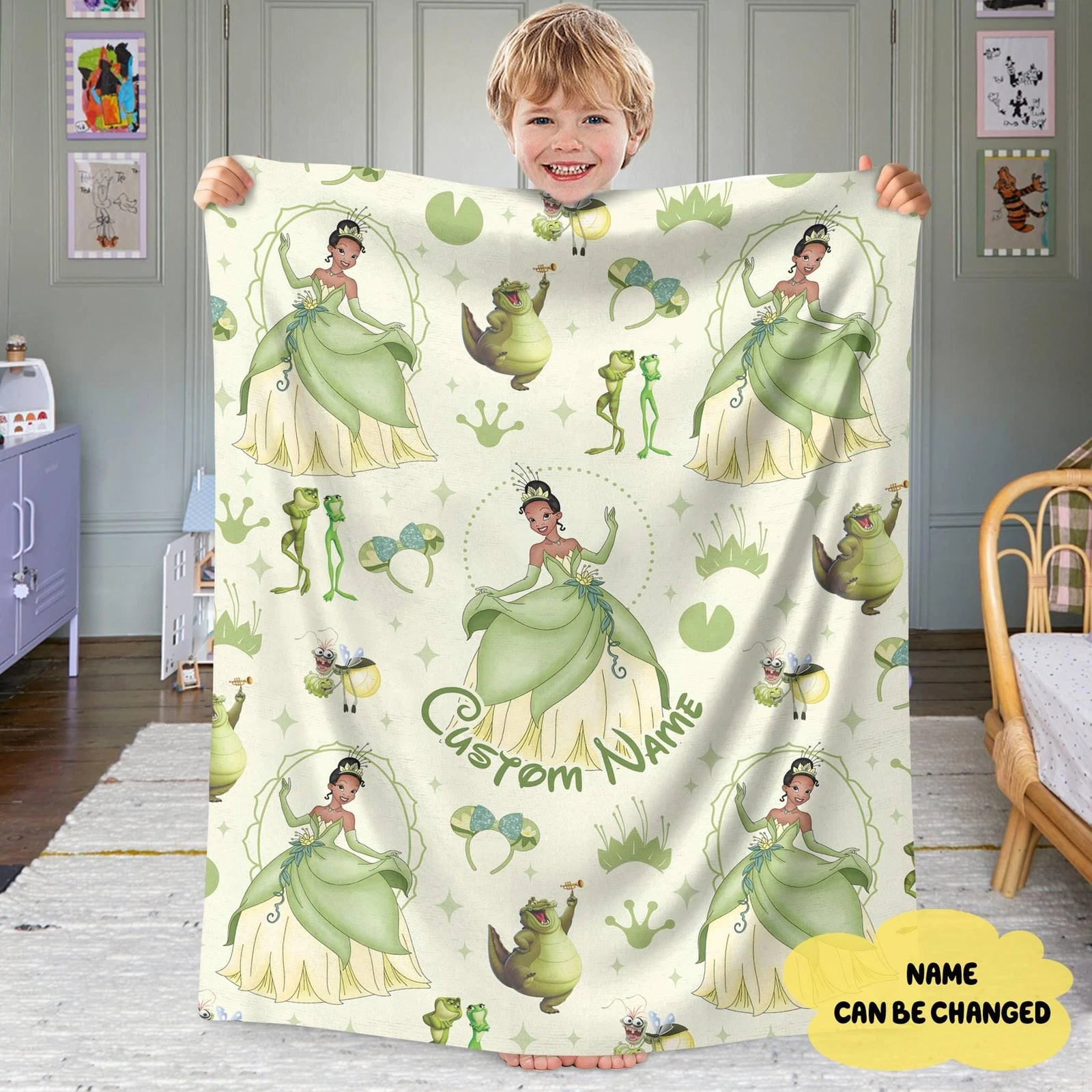 Custom Name Princess Blankets, Princess And The Frog Blanket, Custom Name