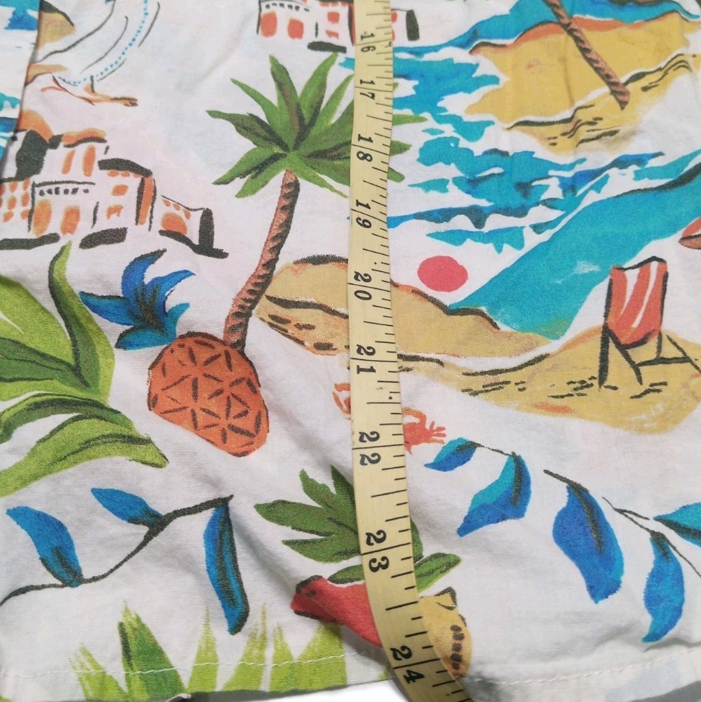 Button Up Blouse Collared Tropical Collared Cotto… - image 7