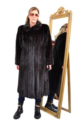 US5821 SAGA MINK FUR COAT REAL RANCH MINK JACKET FULL LENGTH SIZE