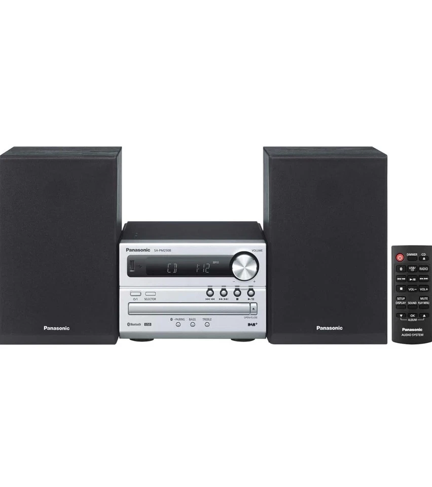 Panasonic SC-PM250BEBS 20 Watt Mini Hi-Fi System Bluetooth Hi-Fi System Silver - Image 3 of 4