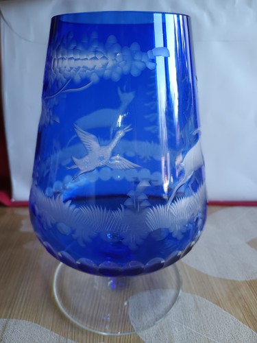 Cognac Schwenker/ Lausitz handgeschliffen / Blau, Jagd, DDR ! - Bild 4 von 5