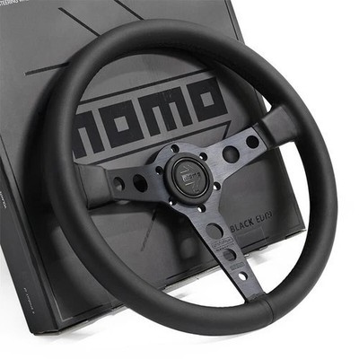 NEW MOMO BLACK EDITION 14inch P5 Small Dish Genuine Leather Sport Steering Wheel