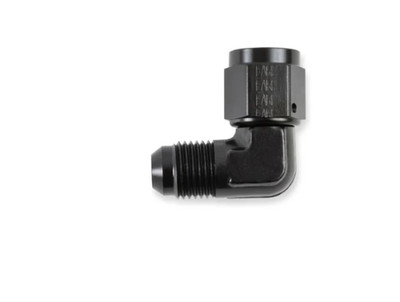 Earl's 90 Degree 6AN Male to 6AN Female Swivel Adapter Aluminum Black AN Fitting
