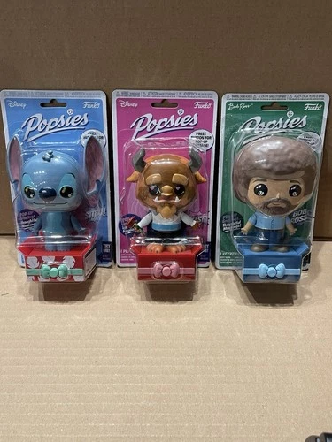 Lot 3 - Disney Stitch, Beast, and Bob Ross Funko Popsies New