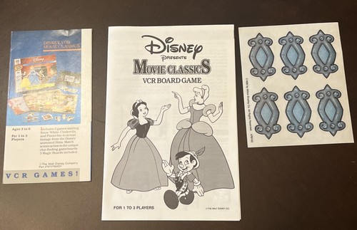 Vintage Disney Movie Classics Snow White Cinderella Pinocchio VCR VHS Board Game - Picture 21 of 22