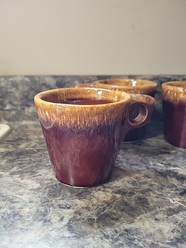 Set of 4 Hull Pottery Oven Proof USA Brown Drip Coffee Tea Mugs Cups 10 Oz - Bild 4 von 5