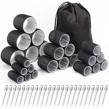 Hair Curlers Set with 24 Rollers 6 Jumbo, 6 Large, 6 Medium, 6 Small and 24 Cl