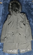 DKNY BLACK WINTER TRENCH COAT JACKET ADJUSTABLE HOODIE SIZE M MADE IN CHINA USED