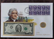Banknotenbrief - USA - Thomas Jefferson 2 Dollars 1976,5 cent 1991 Banknoten