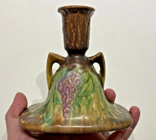 Roseville Pottery Single  Wisteria Pattern Candlestick