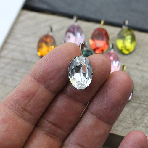 Ohrringe Swarovski Kristall Silber Oval groß 18x13 mm glitzer ohrringe ohrhänger - Picture 10 of 46