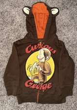 Curious George 4T/5T Full Zip Jacket Character Hoodie With Ears Boys Girl Y2K