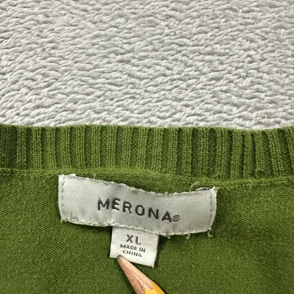 Suéter Merona Cuello en V Mujer XL Argyle Verde Vintage Preppy Foto 2 de 4