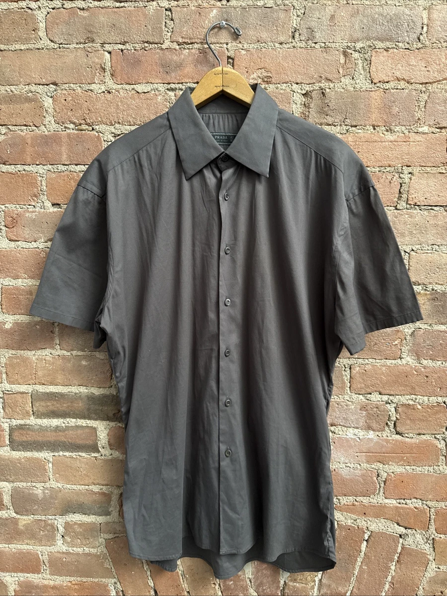 PRADA Cotton Short Sleeve Casual Button-Down Shirts for Men for