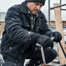 Black Thermal Dotted Grip Work Gloves Touch Screen Winter Knit