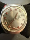 Vintage 1970s Timex Marlin Wristwatch Featuring A Silver Dial Needs Repair