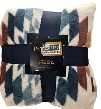 SET Pendleton Peak Canyon Faux Fur Blanket 50x70 18" Pillow NEW Southwest Boho