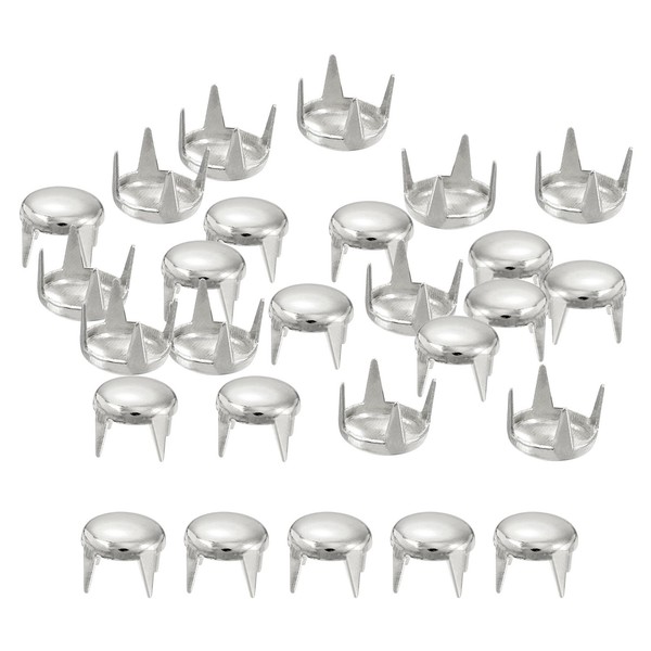80 StüCk Silberne Runde Kuppelnieten, 7Mm Messing Spike Nieten Spots Punk Rock-image