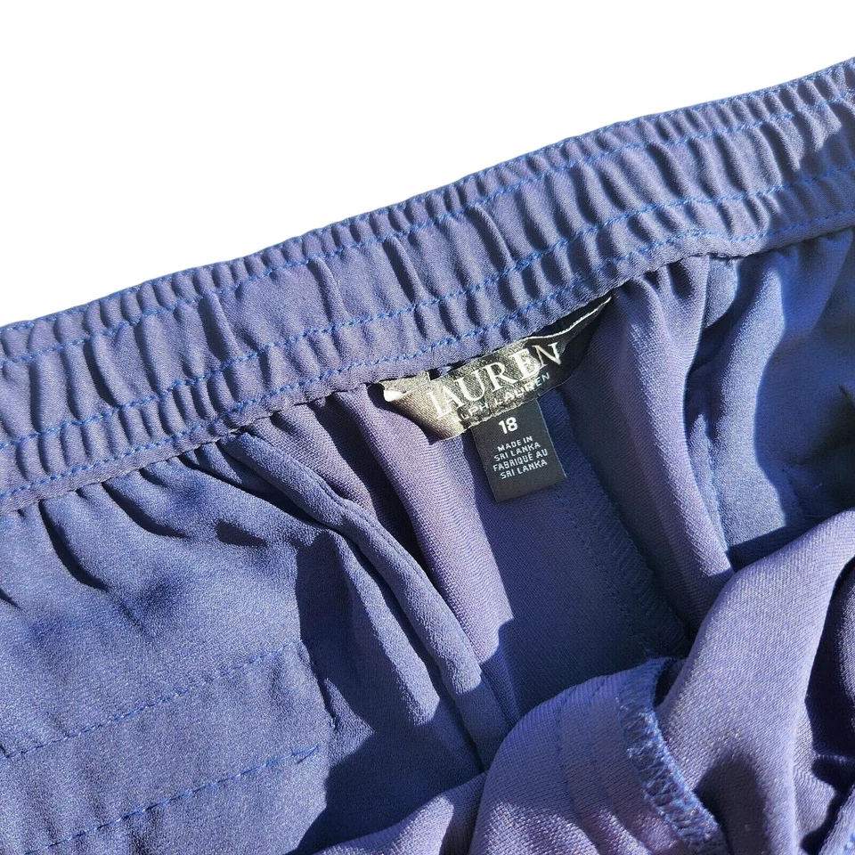 Pantalones de chándal Lauren Ralph Lauren para mujer azul marino tejido con cordón atletismo talla grande 18 Foto 3 de 4