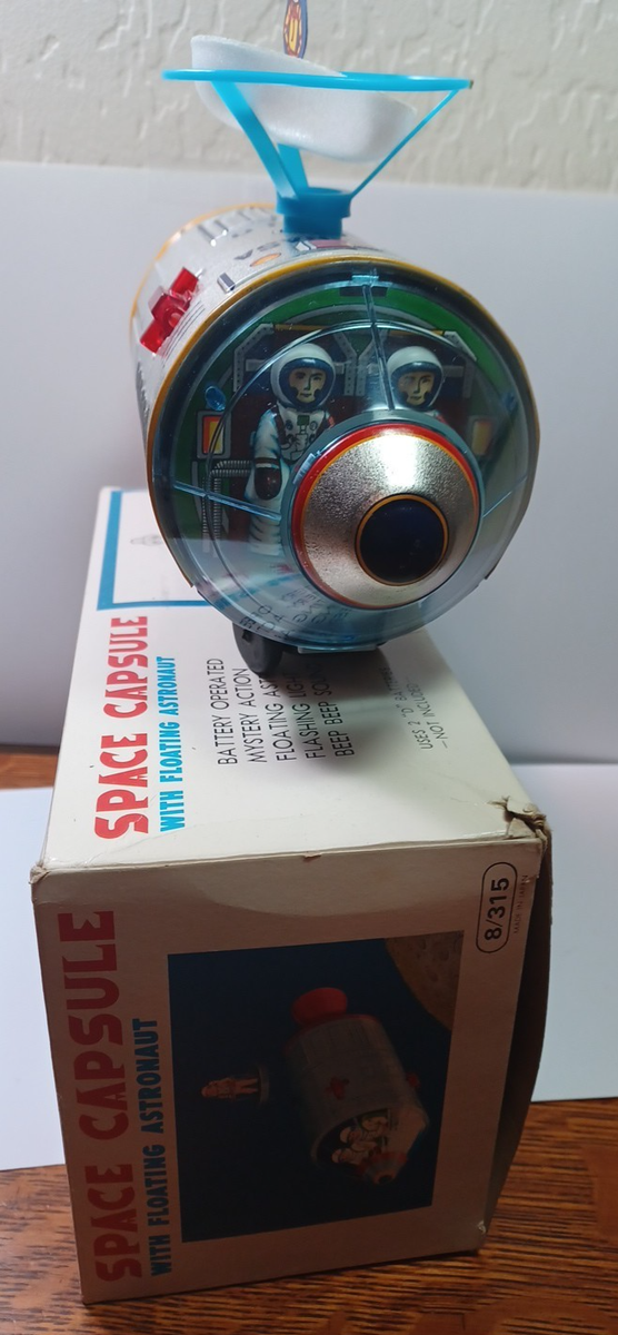60's Battery-Operated Space Capsule Floating Astronaut + Box Works