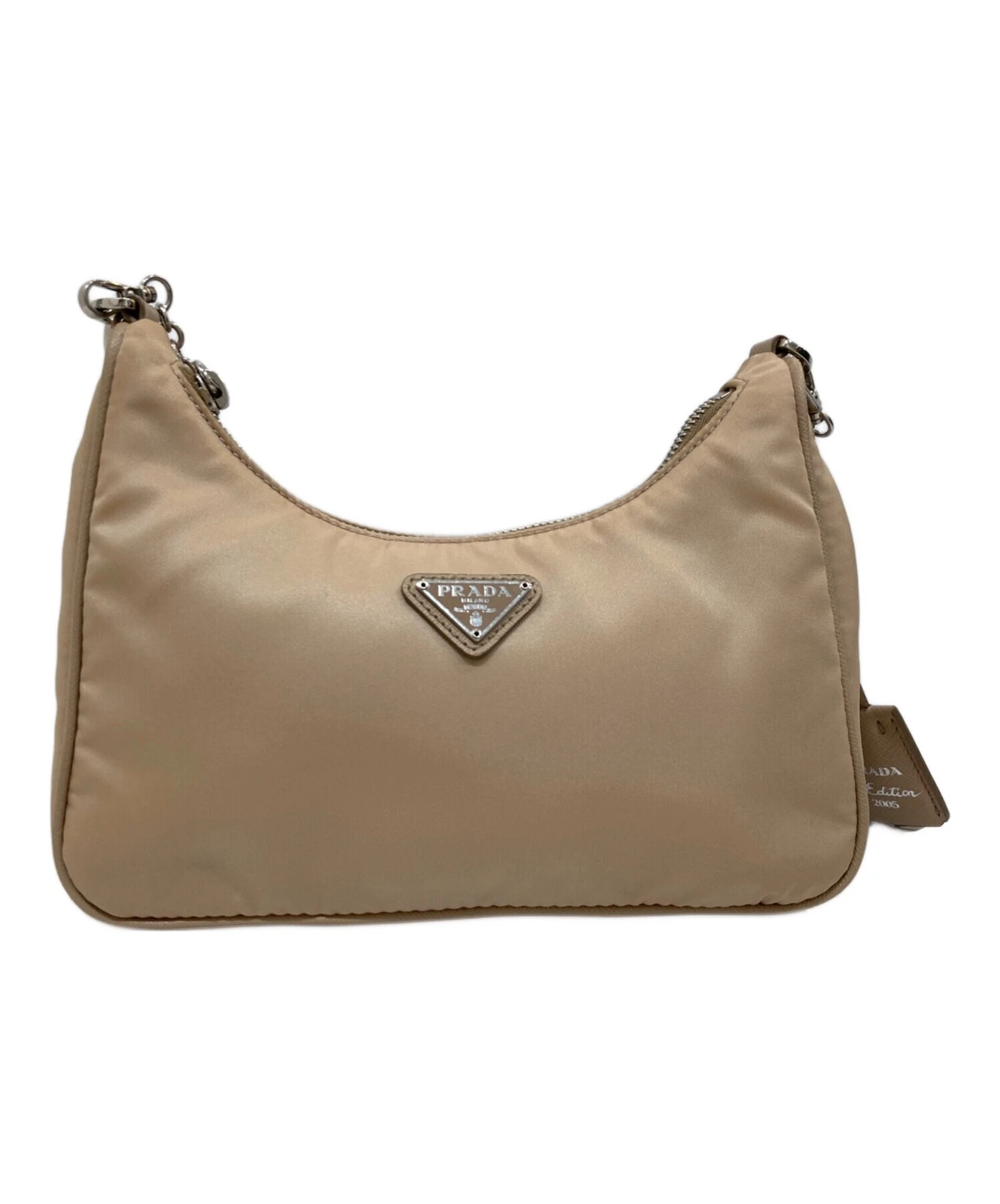 Prada — PRADA 1BH204 Re-Edition 2005 Beige Re-Nylon 2Way Shoulder Bag Auth Used SR1336
