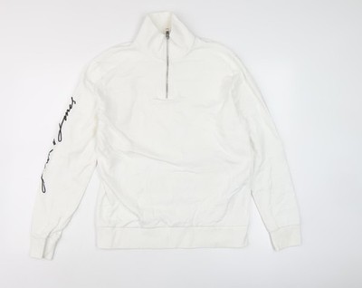 Sweatshirt Herren UK M Regular JACK & JONES weiß 1/4 Reißverschluss