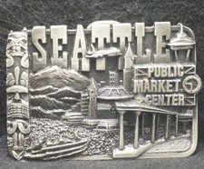 XD13113 *NOS* VINTAGE 1981 ****SEATTLE PUBLIC MARKET CENTER**** MENS BELT BUCKLE