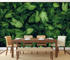 Carta da parati 3D verde scuro foglie R5030 murale autoadesiva rimovibile Luna