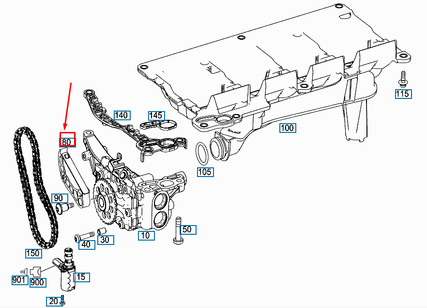 MERCEDES-BENZ C W205 Motorkettenspannhebel A1771810159