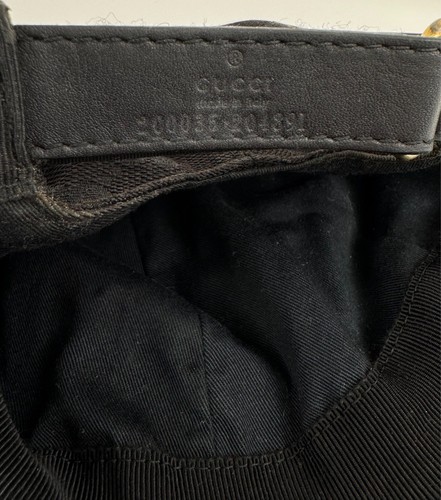 Gucci Men Black Sz Large L 59 GG Logo Monogram Web Ball Cap Hat Runway Auth - Picture 5 of 13