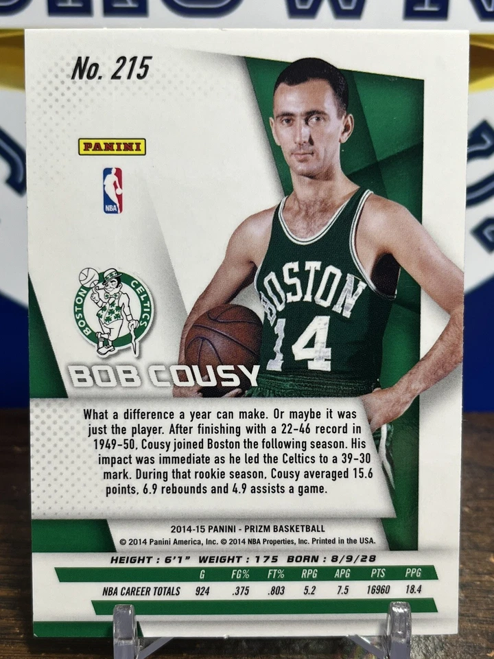 2014-15 Panini Prizm Bob Cousy #215 Signed AUTO Autograph Card Celtics HOF - Image 3 of 3